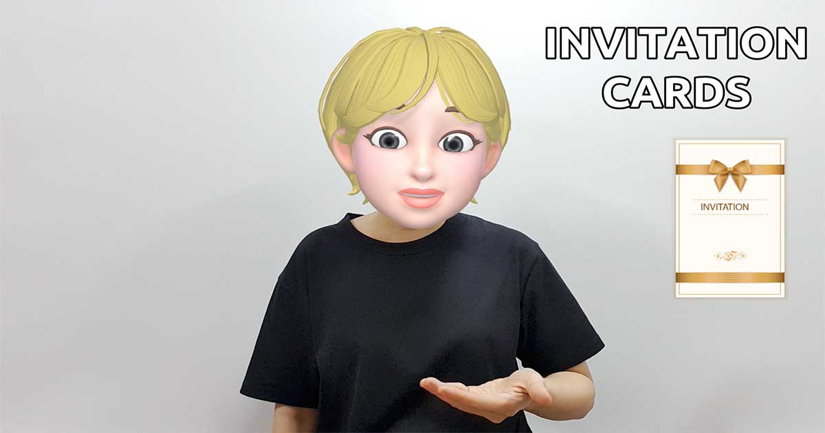 What is the American Sign Language ASL sign for invitation cards?