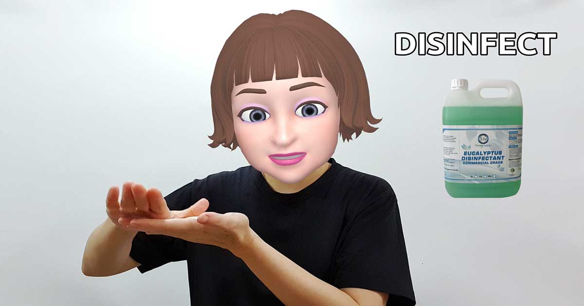 What is the American Sign Language ASL sign for disinfect?