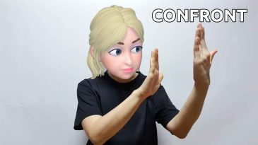 asl sign for confront