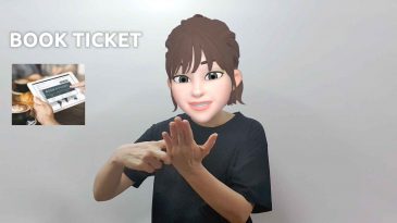 asl sign for book ticket