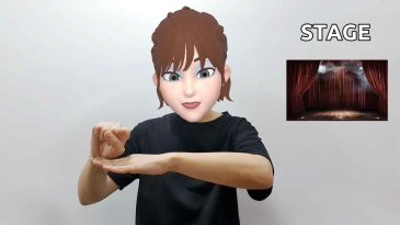 asl sign for stage