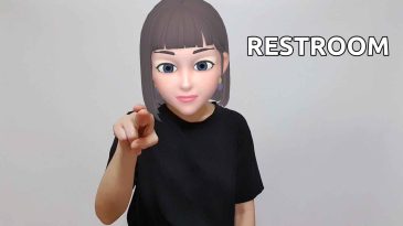 asl sign for restroom